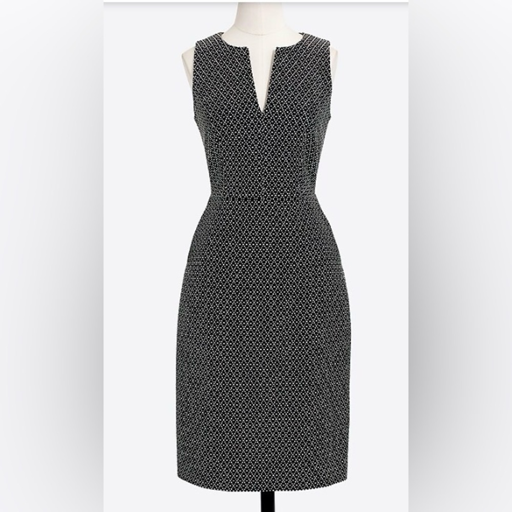 J. Crew Black and White Polka-dot split-neck sheath dress size 4